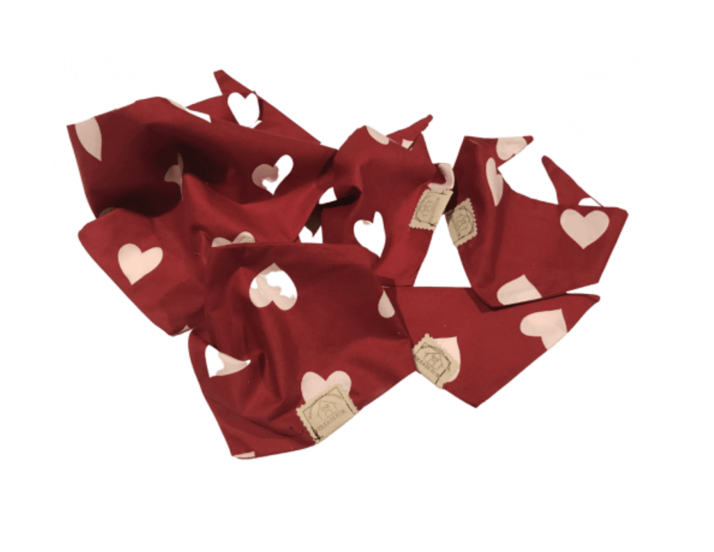 dog bandana heart pattern front view