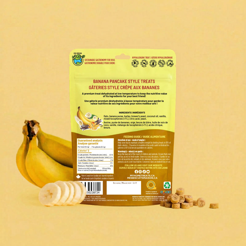 Gâterie biscuit à la banane pour chien — naturelle et déshydratée - Verso - Mes Biscuits Maison