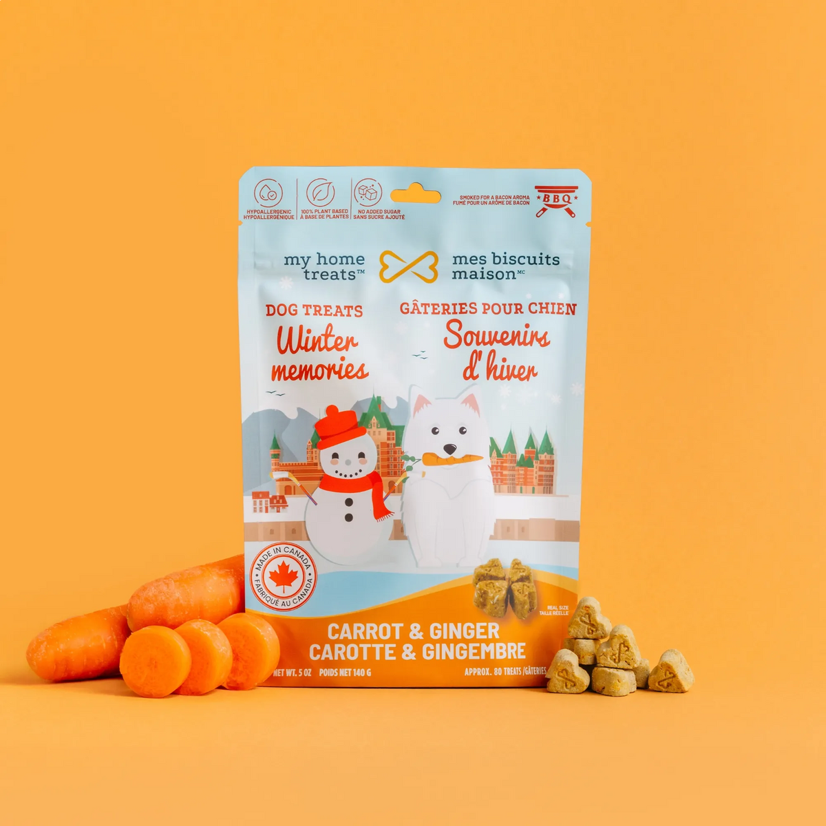 Gâterie biscuit à la carotte et gingembre pour chien — croquante et naturelle, Mes Biscuits Maison