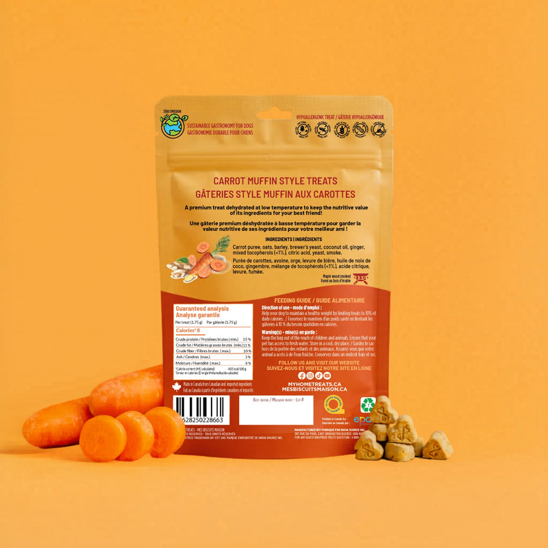 Gâterie biscuit à la carotte et gingembre pour chien — croquante et naturelle - Verso - Mes Biscuits Maison