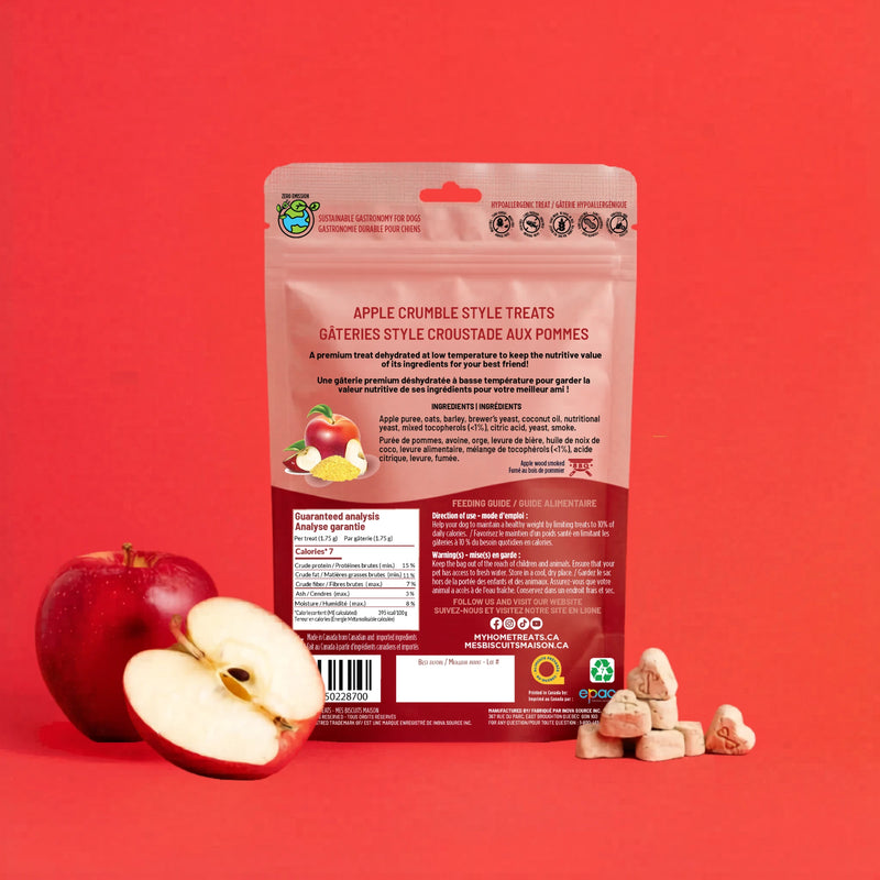 Gâterie biscuit à la pomme pour chien — croquante et naturelle - Verso - Mes Biscuits Maison