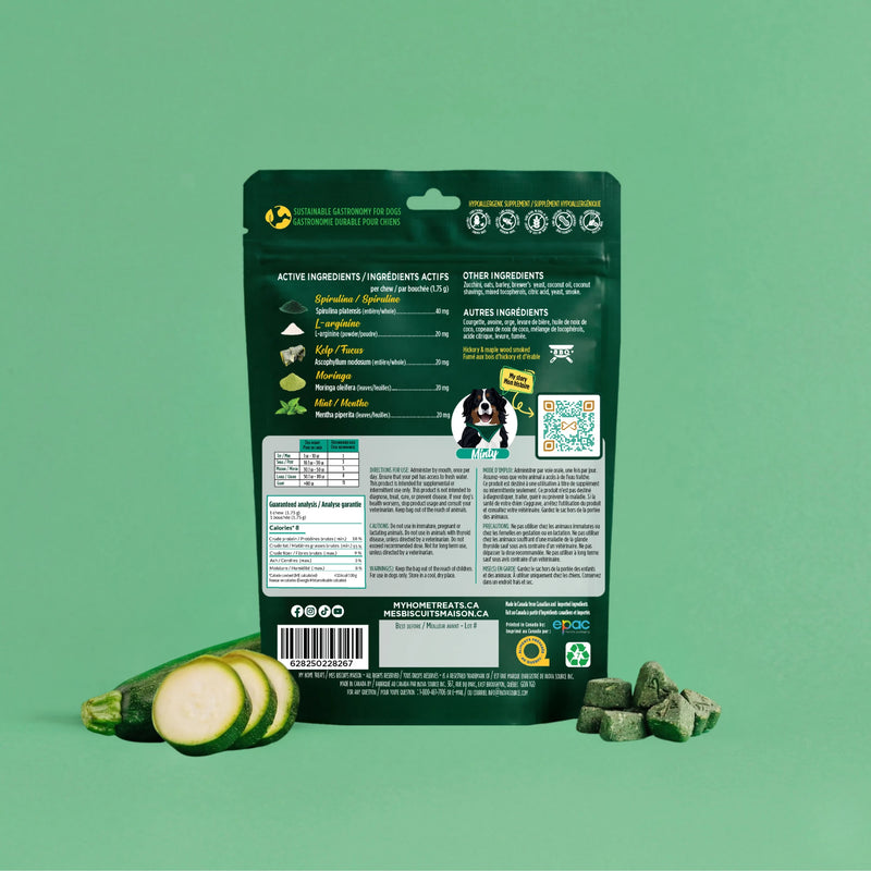 Supplément dentaire pour chien — haleine fraîche et réduction du tartre - Verso - Mes Biscuits Maison